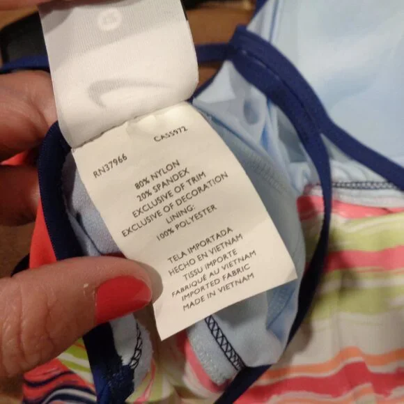 Nike Women's Tankini Swimsuit Top Padded Size 12 Striped - Picture 15 of 15